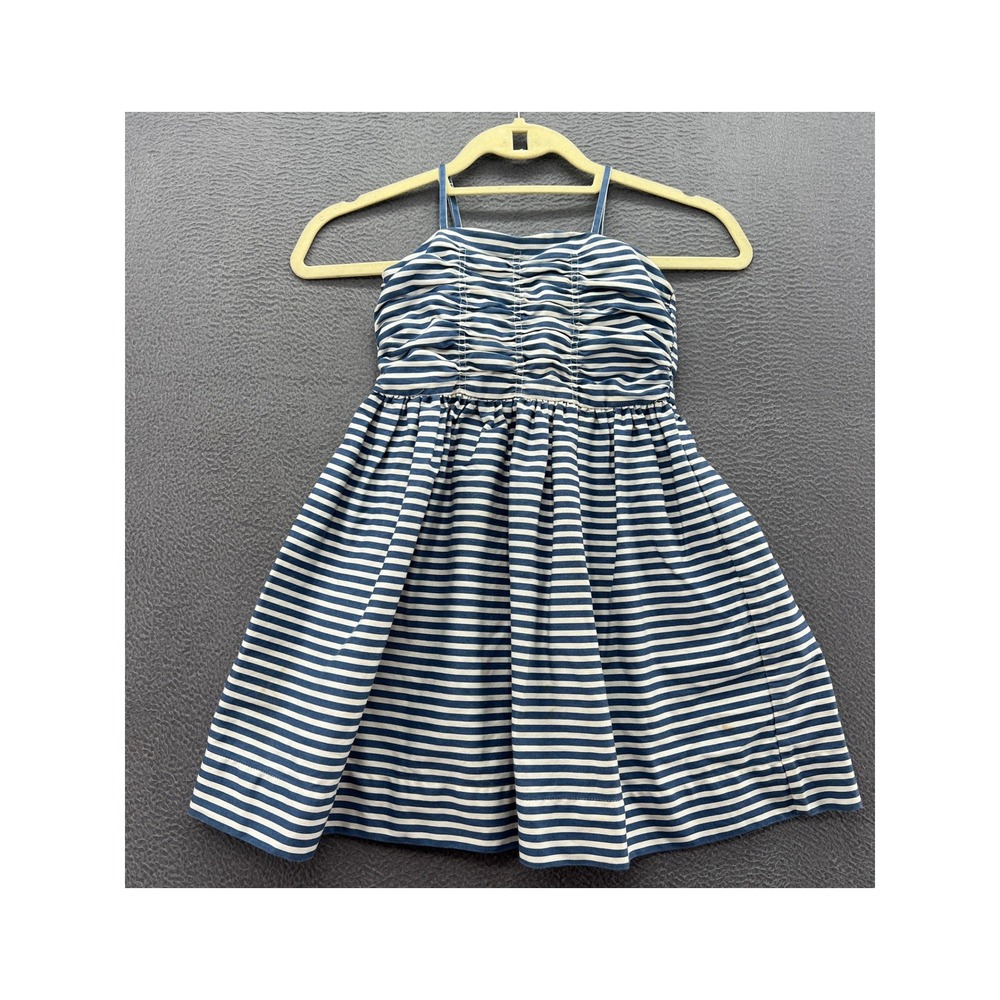 Polo Ralph Lauren Sundress Girls Sz 7 Blue White Striped Ruched Cotton